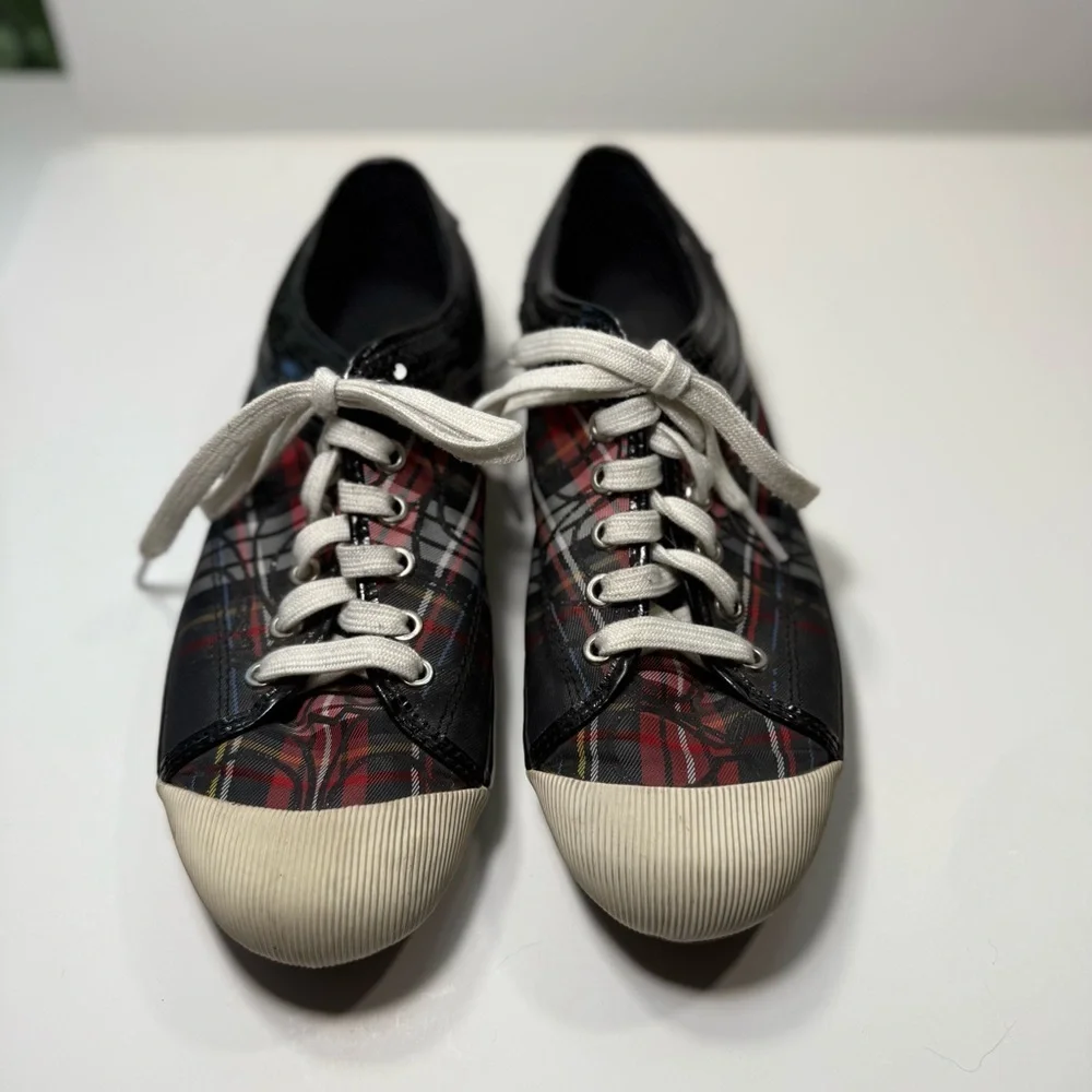 Coach Zorra Signature Monogram Plaid Sneakers w/Sequins Women’s Size 9.5